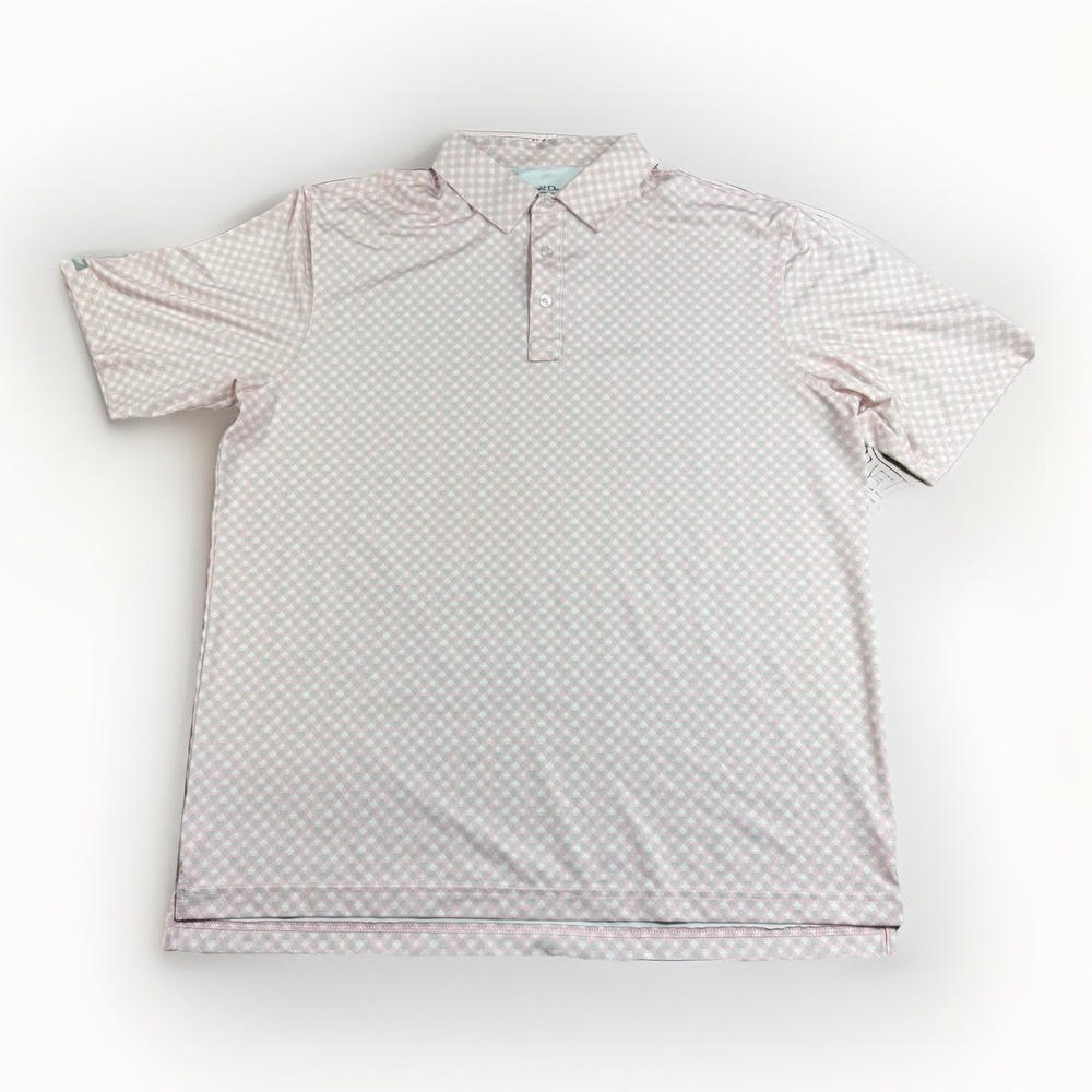 Straight Down Polo Shirt Mens XL Pink Card Suit‎ Print Golf Performance Stretch